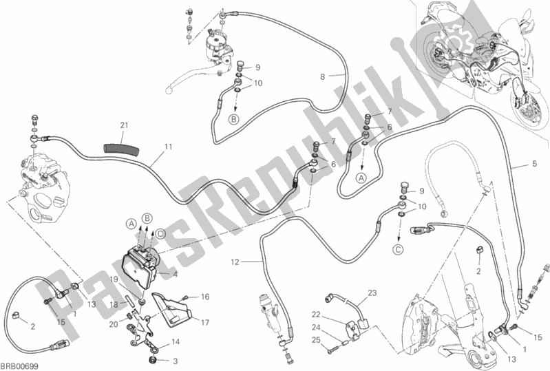 All parts for the Braking System Abs of the Ducati Multistrada 950 S SW USA 2019